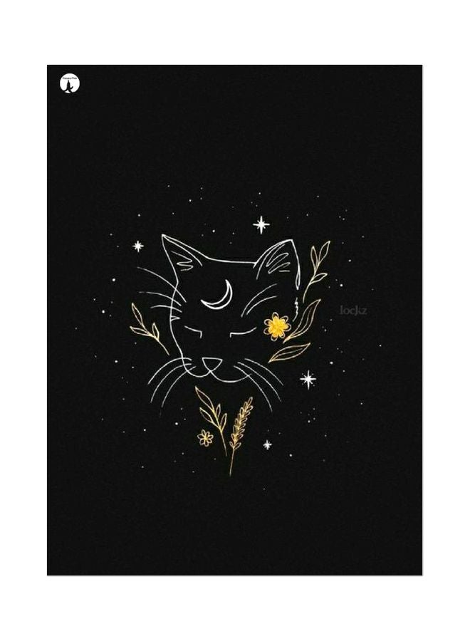 لوح من المعدن بتصميم قطة أسود/أبيض/بيج 20x15سم