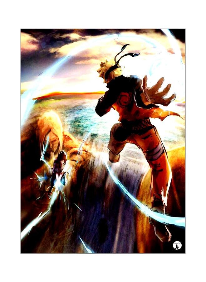 بي بي لوحة بنمط معدني وتصميم مستوحى من سلسلة الرسوم المتحركة "Dragon Ball Z" أصفر/أبيض/أزرق 20x15سم 