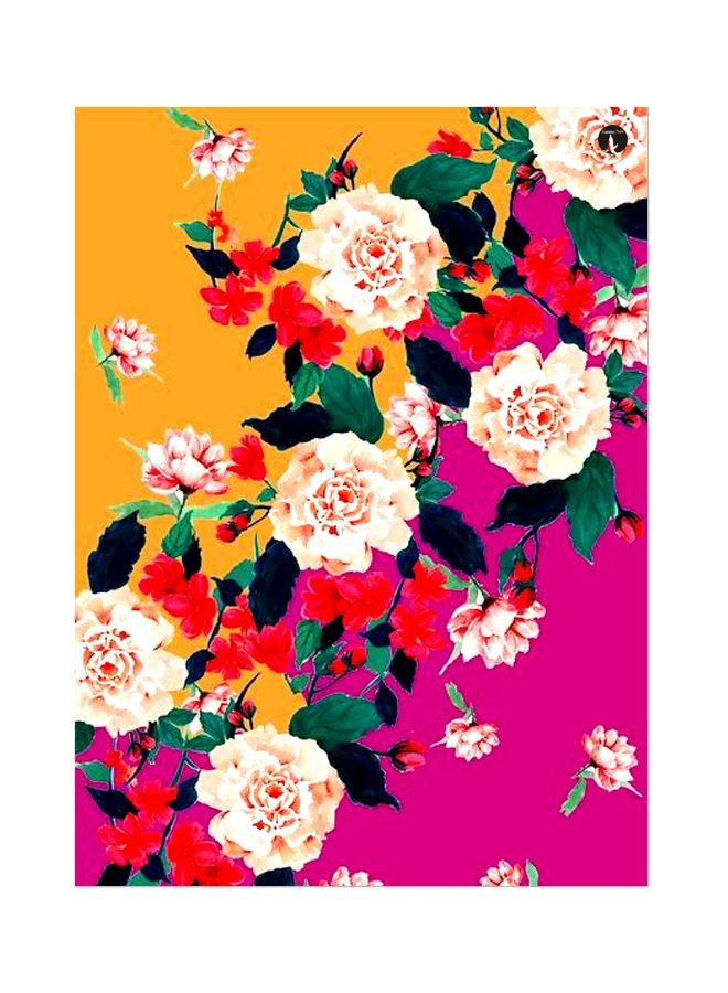 لوحة معدنية بنقشة الأزهار أصفر/أخضر/وردي 20x15سم