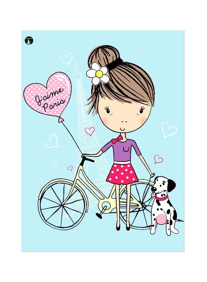 Cartoon Themed Metallic Plate Blue/Pink/Beige 20x15cm