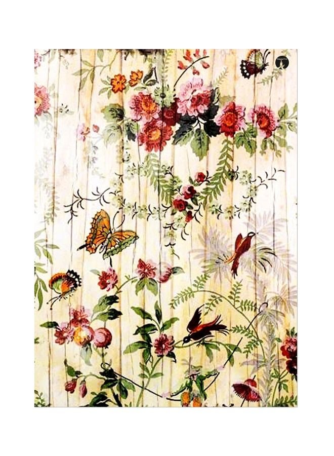 بي بي لوحة معدنية بنقشة الأزهار بيج / أحمر/أخضر 20x15سم