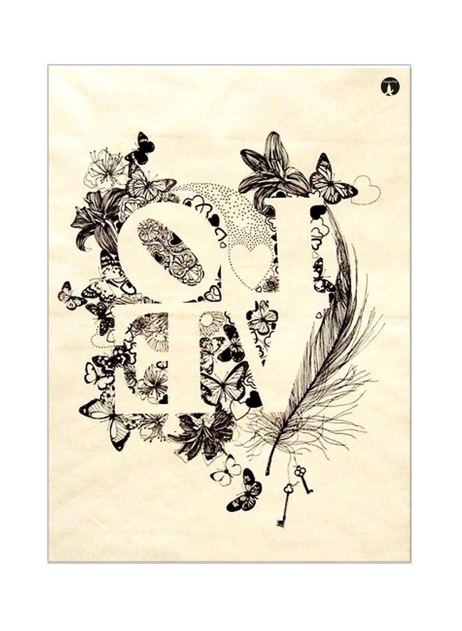 BP Butterfly Themed Metallic Plate Beige/Black 20x15cm