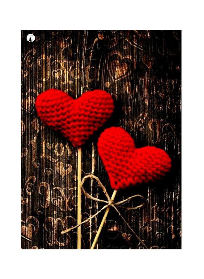 بي بي لوح للزينة من المعدن بطبعة قلوب بني/أحمر 20x15سم