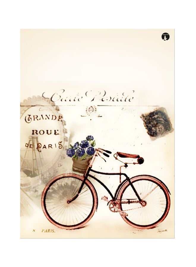 BP Bicycle Themed Metallic Plate Beige/Pink/Blue 20x15cm