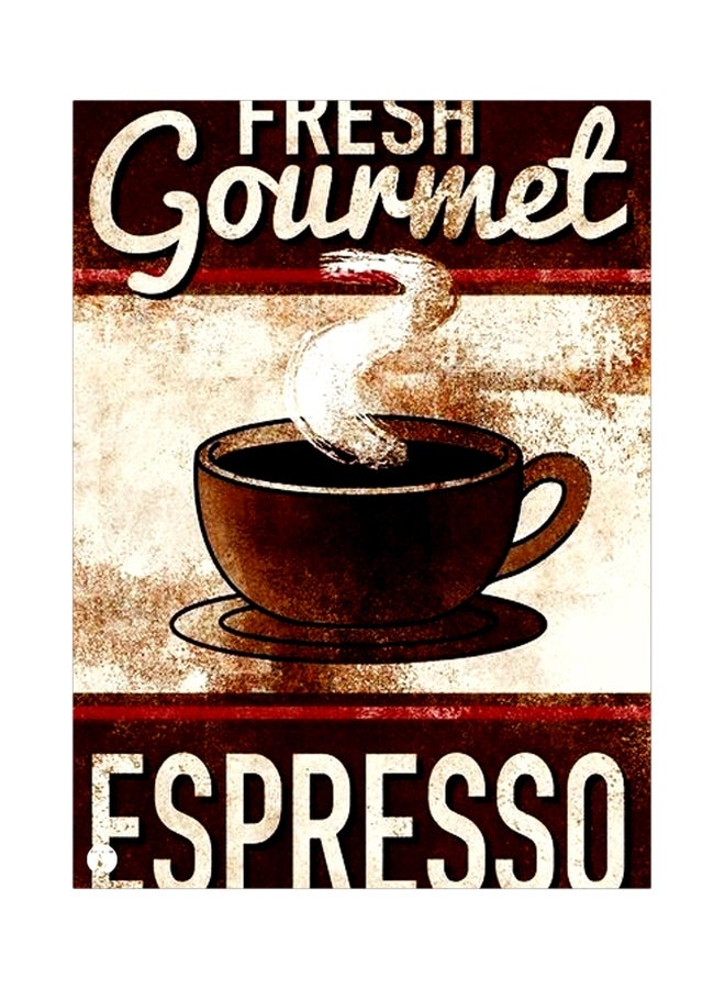 BP Espresso Themed Metallic Plate Brown/White/Red 20x15cm