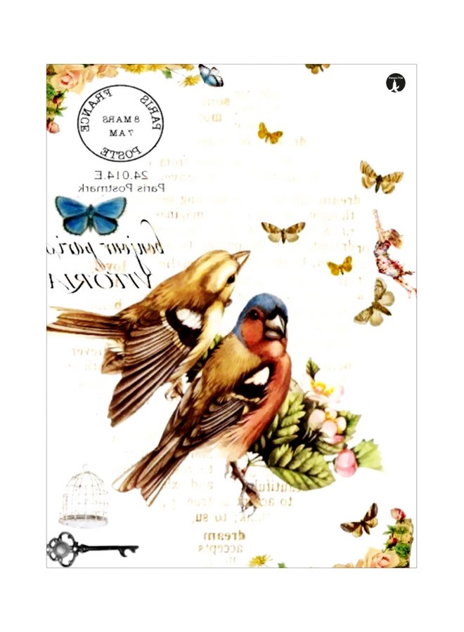 Birds Themed Metallic Plate White/Green/Brown 20x15cm