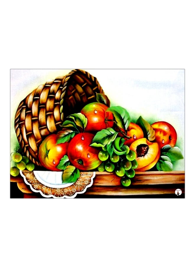 BP Fruits Themed Metallic Plate Red/Green/Brown 20x15cm