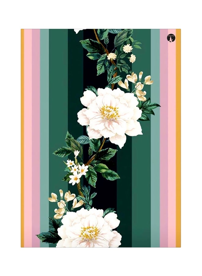 بي بي لوحة معدنية بنقشة الأزهار أخضر/أبيض/وردي 20x15سم