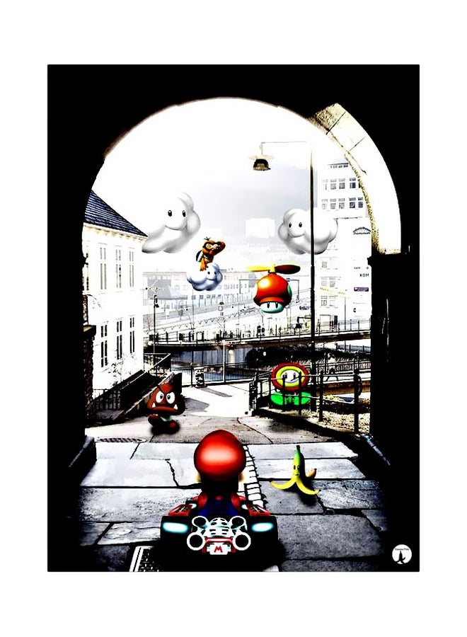 لوح من المعدن بتصميم رسومات كرتونية أسود / أبيض / أحمر 20x15سم