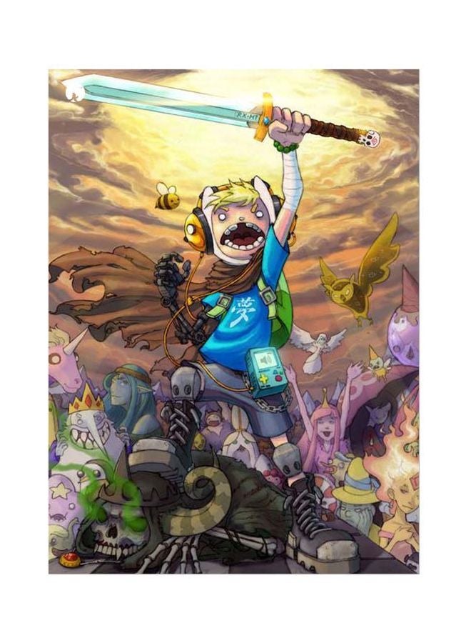 Cartoon Themed Metallic Plate Blue/Green/Yellow 20x15cm