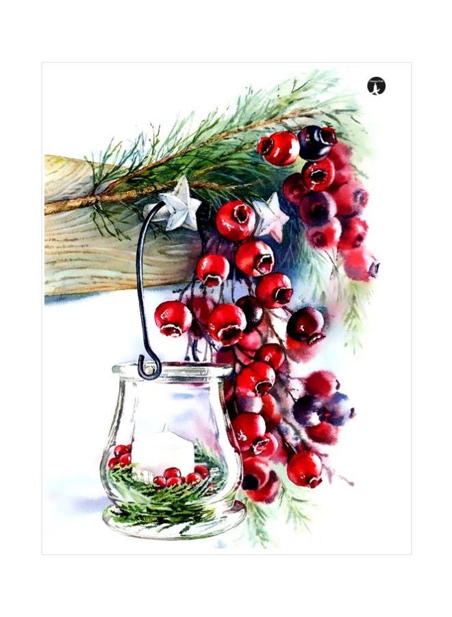 Fruits Themed Metallic Plate Green/Red/Beige 20x15cm