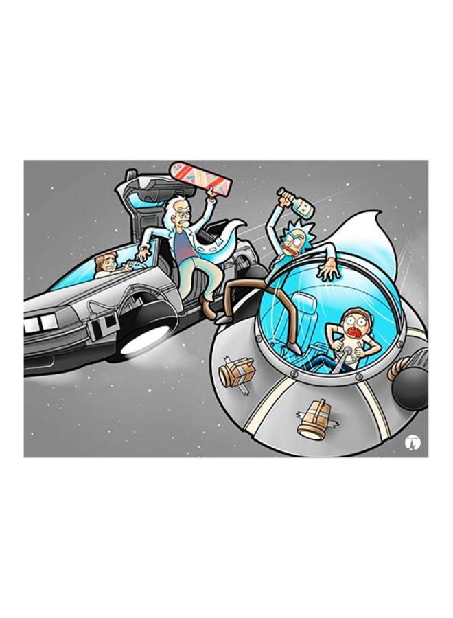 لوح من المعدن بتصميم رسومات كرتونية رمادي/أزرق/أبيض 20x15سم