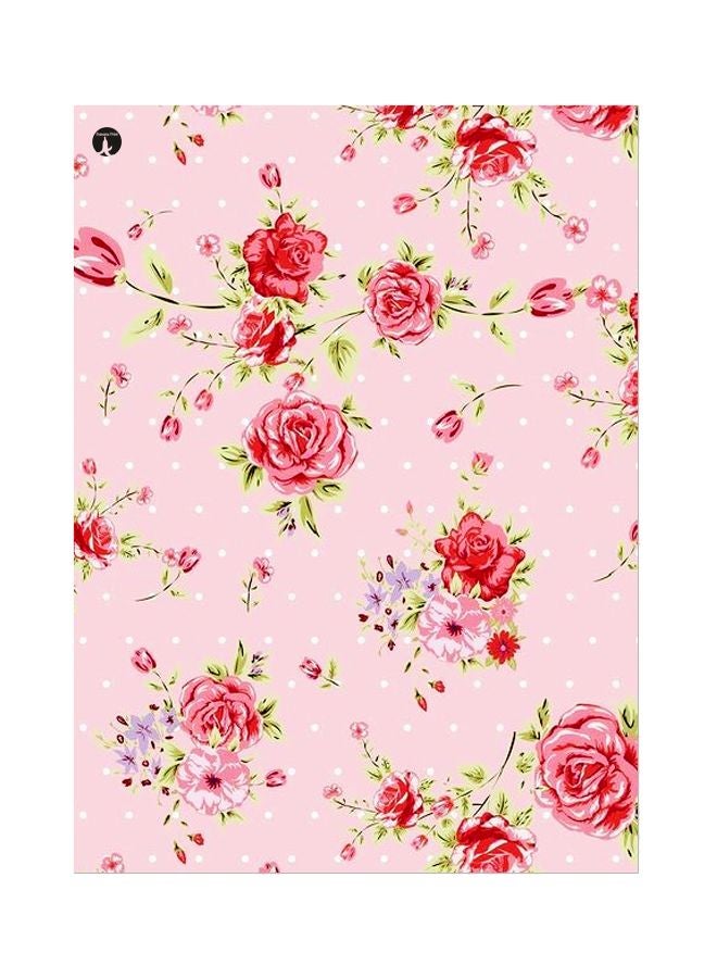 Floral Themed Metallic Plate Pink/Green/Purple