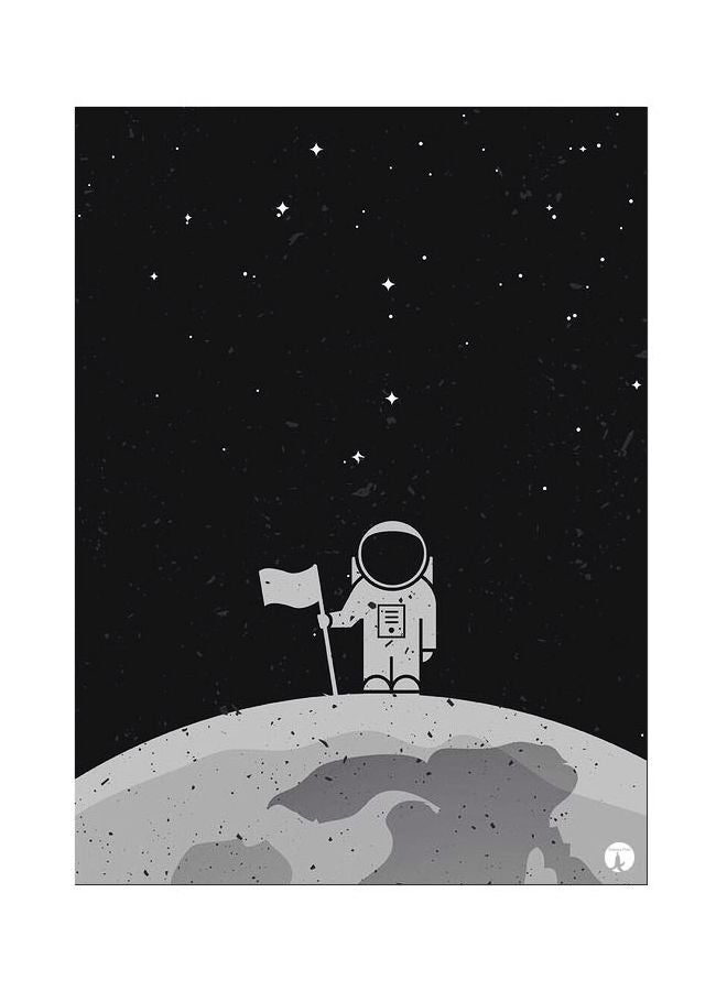 بي بي لوحة معدنية بطبعة رائد فضاء أسود/ رمادي 20x15سم