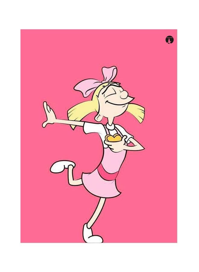 Cartoon Themed Metallic Plate Pink/Beige/Yellow 20x15cm