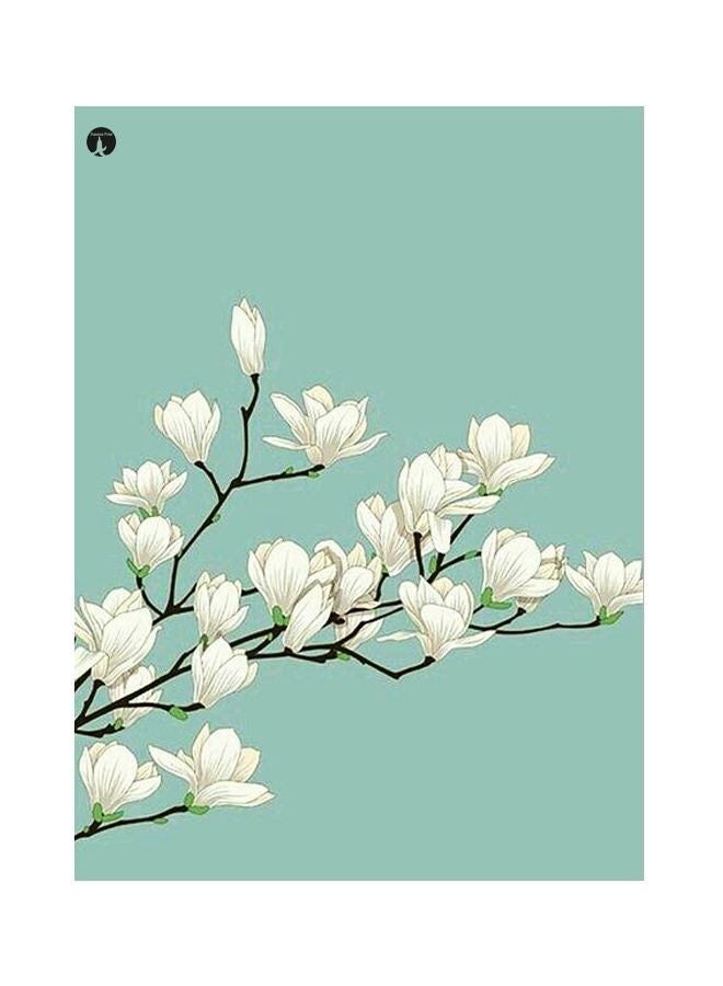 BP Floral Themed Metallic Plate Green/White/Black 20x15cm