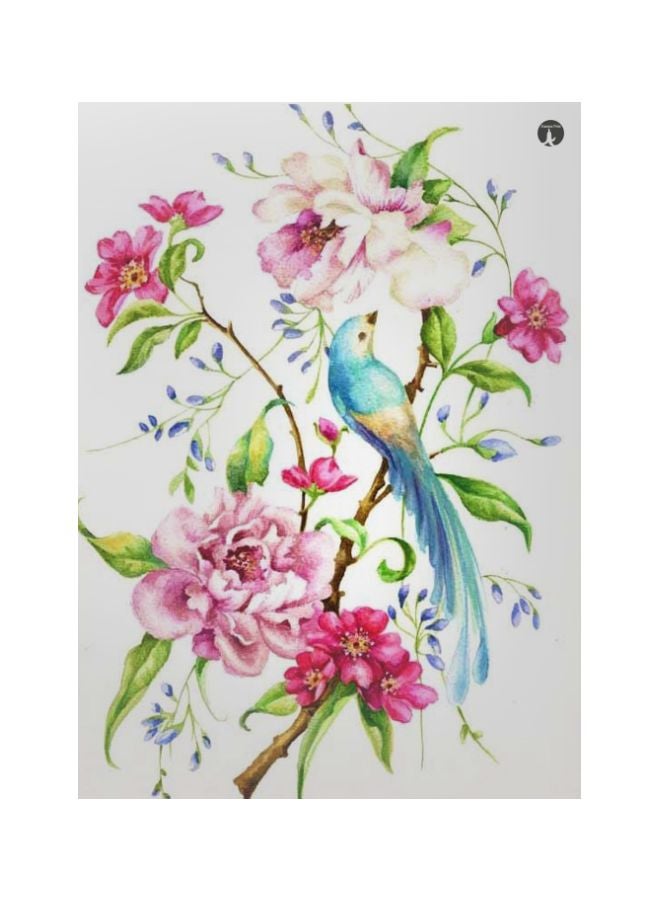 Floral Themed Metallic Plate White/Pink/Green 20x15cm