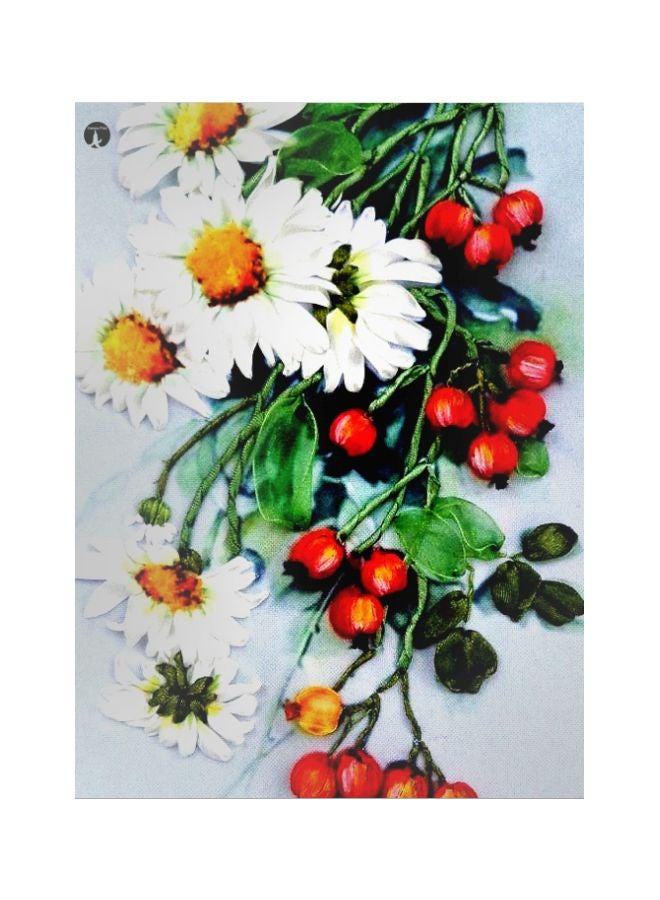 بي بي لوح من المعدن بطبعة زهور أبيض/أخضر/أحمر 20x15سم