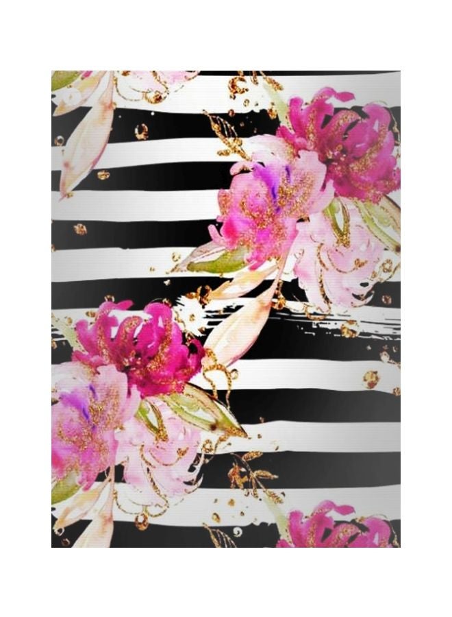 Floral Themed Metallic Plate Black/White/Pink 20x15cm