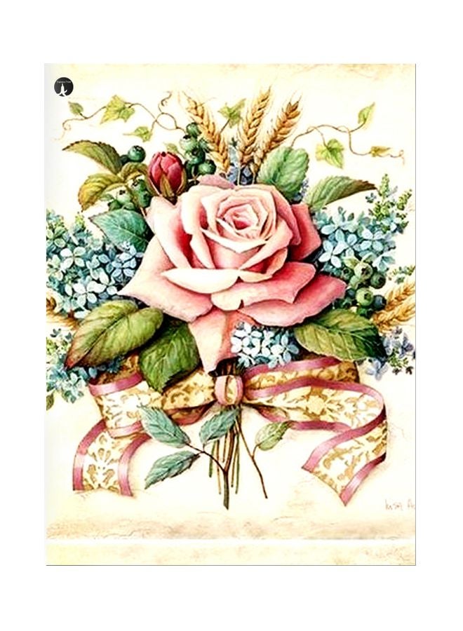 BP Floral Printed Metallic Plate Pink/Green/Beige 20x15cm