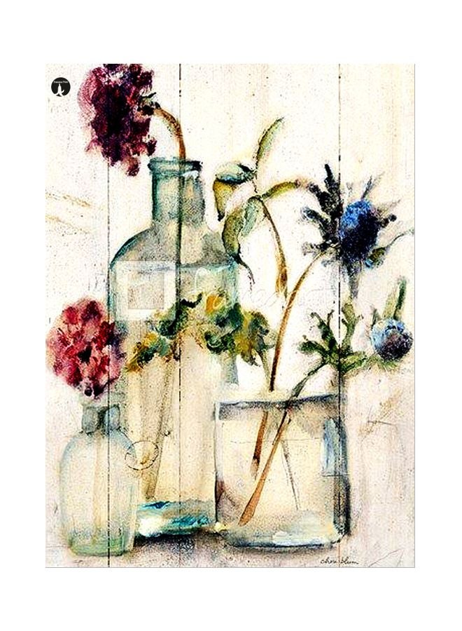 بي بي لوحة معدنية للزينة بتصميم زهور بيج/أحمر/أزرق 20x15سم