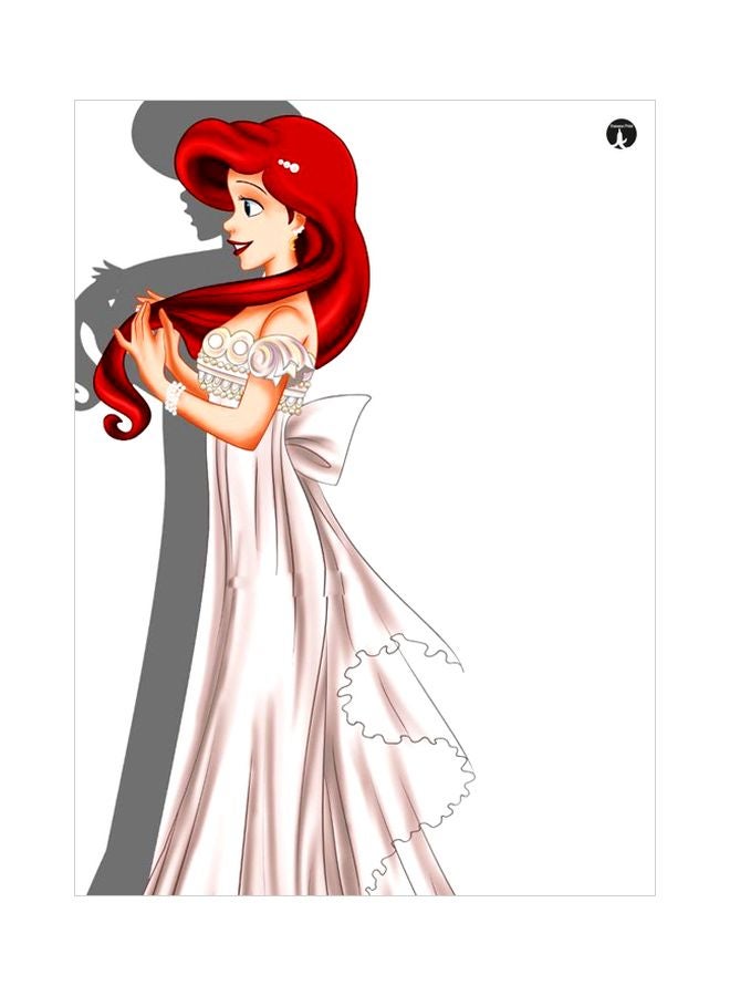 لوحة معدنية للزينة بتصميم أميرة ديزني أبيض/ وردي/ أحمر 20x15سم