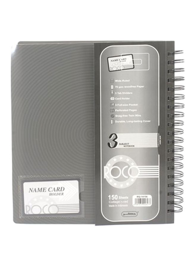 دفتر ملاحظات للجامعة مكون من 150 ورقة رمادي / أبيض