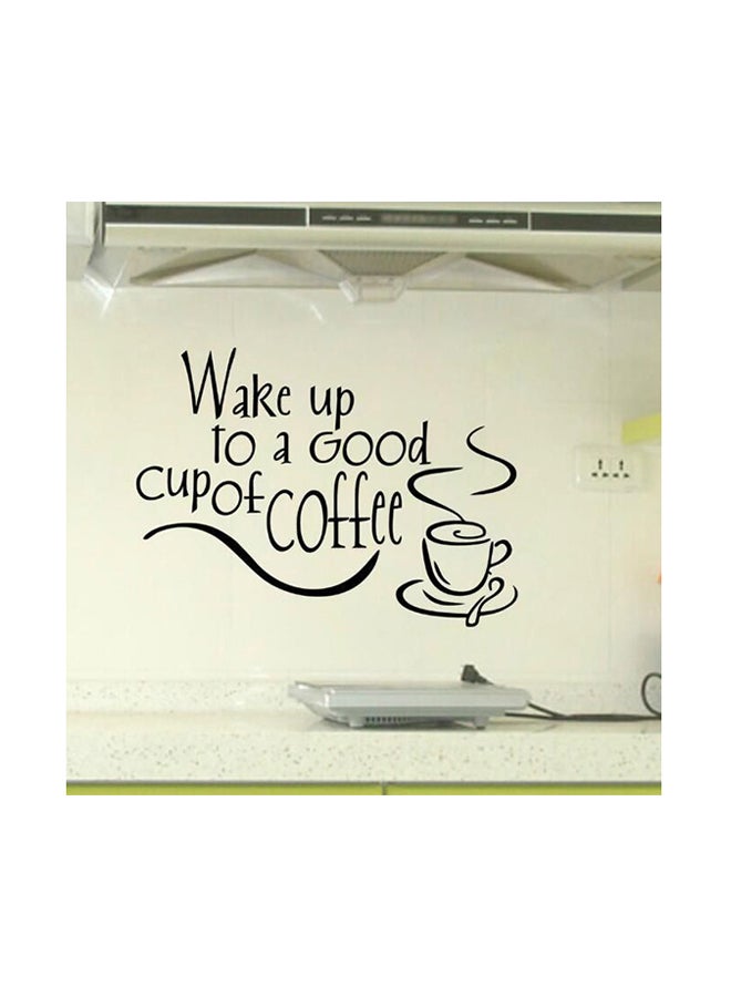 Wake Up To A Good Cup Of Coffee English Carved Wall Stickers Black 25x35cm