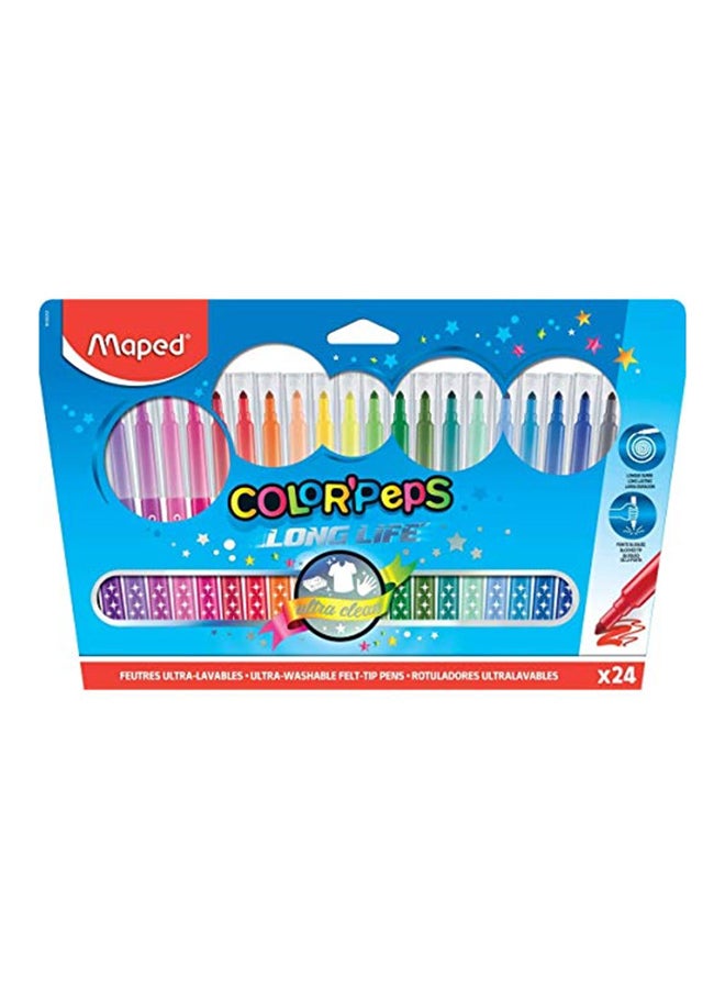 Maped Pack Of 24 Peps Long Life Super Tip Ultrawashable Markers Multicolour - Image 1