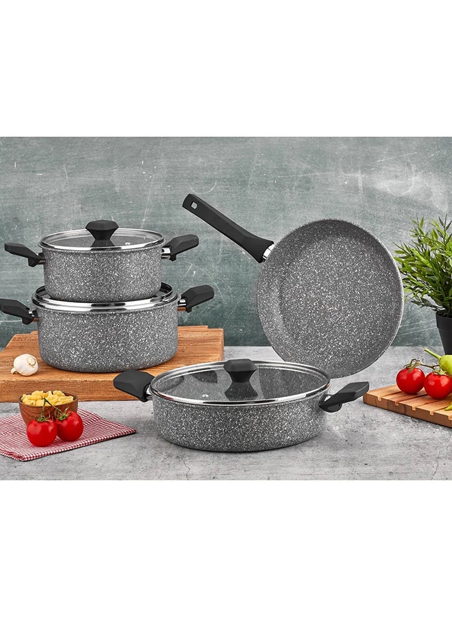Penguen - 7-Piece Granitec Quartz Premium Cookware Set Grey/Black - Image 1