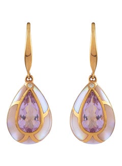 STARGEMS Amethyst Pear Shape Earrings Gold  - Image 1
