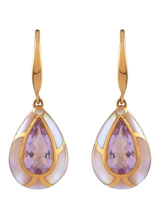 Amethyst Pear Shape Earrings Gold