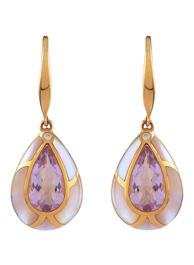 STARGEMS Amethyst Pear Shape Earrings Gold  - Image 1