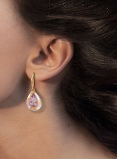STARGEMS Amethyst Pear Shape Earrings Gold  - Image 2