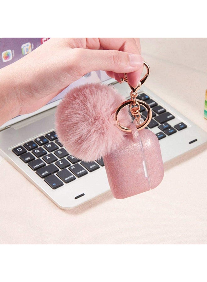 Silicone Case Cover With Strap And Fur Keychain For Apple AirPods Pro Pink - v1595932712/N39516354A_2