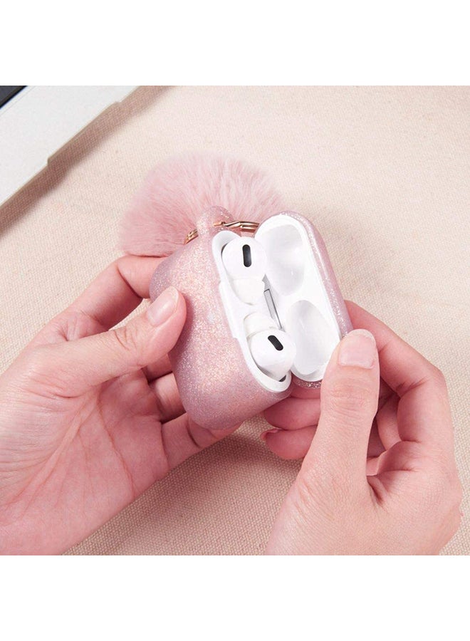 Silicone Case Cover With Strap And Fur Keychain For Apple AirPods Pro Pink - v1595932713/N39516354A_5