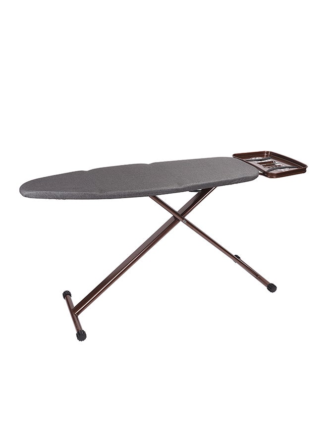 Royalford Portable Ergo-Wide Pro Ironing Board With Steam Iron Rest And Heat Resistant Metallic Cover Brown 162x43x96cm  - Image 5