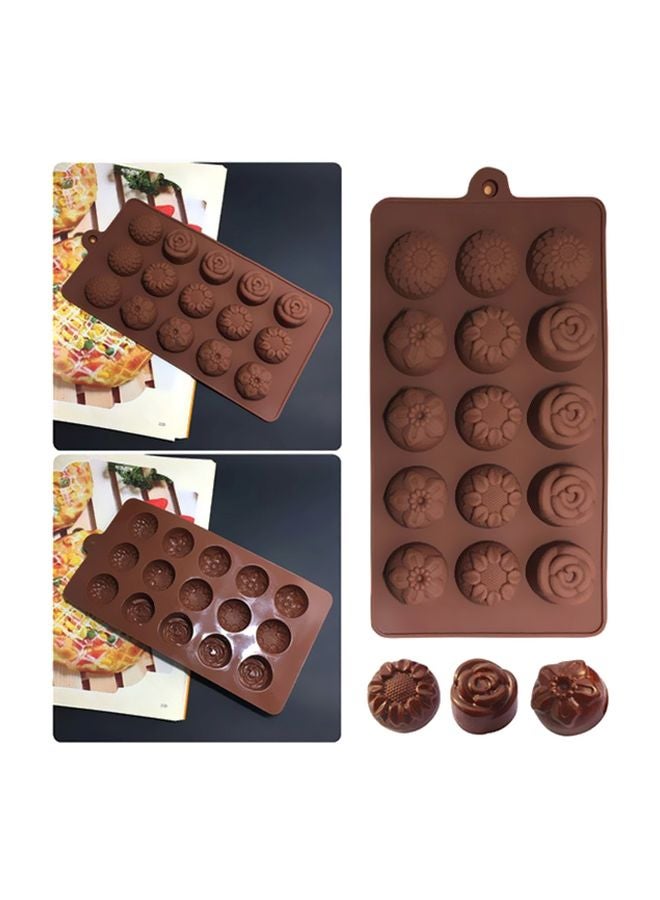 15-Cavitie Silicone Chocolate Mould Tray Brown 39x26cm - v1595938829/N39499639A_2