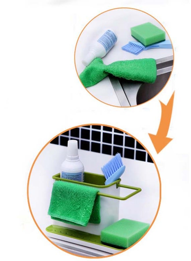 SAPU Self Draining Sink Storage Rack White/Green 20x13.5x11.5cm - Image 4