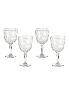 OMADA 4-Piece Diamond Glass Wine Set Clear 8.5x8.5x15.8cm  - Image 1