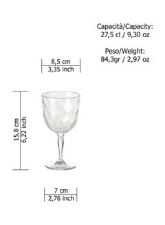 OMADA 4-Piece Diamond Glass Wine Set Clear 8.5x8.5x15.8cm  - Image 3