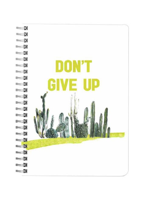 دفتر ملاحظات مقاس A5 بطبعة Don't Give Up أبيض/أخضر