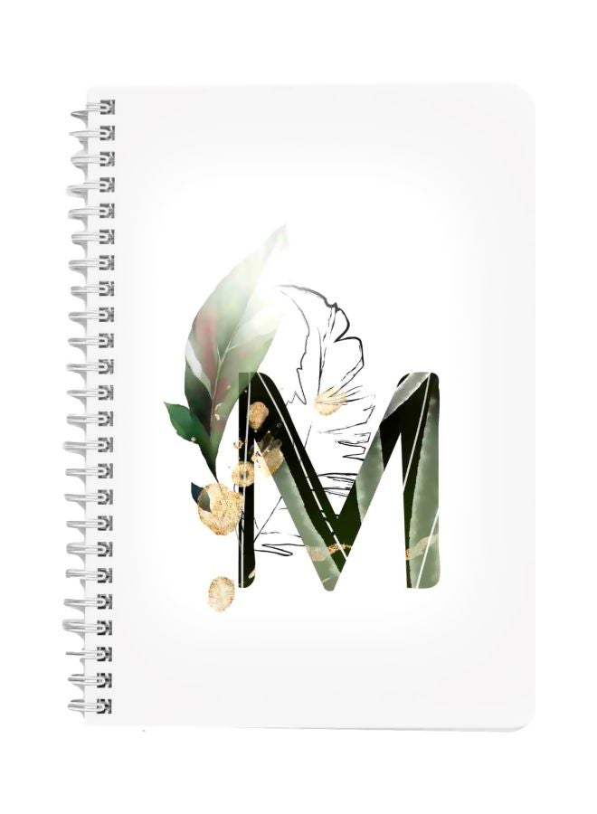 LOWHA A5 Letter M Printed Spiral Bound Notebook White/Green/Beige - Image 1