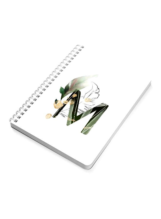LOWHA A5 Letter M Printed Spiral Bound Notebook White/Green/Beige - Image 2