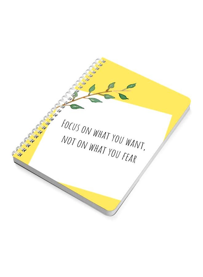 لوحة دفتر مقاس A5 بسلك حلزوني وتصميم مزيّن بطبعة عبارة ملهمة أبيض/أصفر/أخضر - Image 2