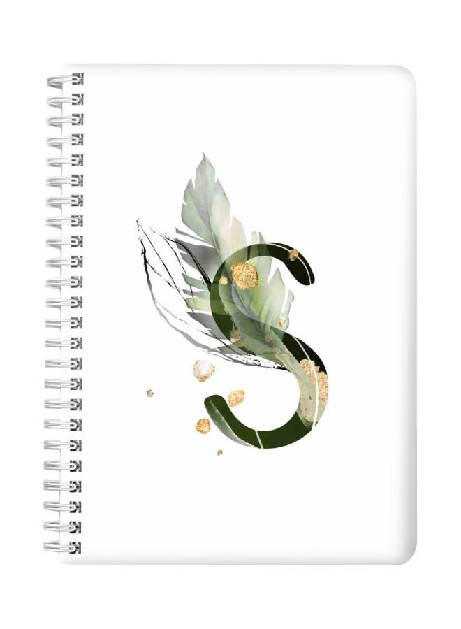 LOWHA A5 Letter S Printed Spiral Bound Notebook White/Green/Beige - Image 1