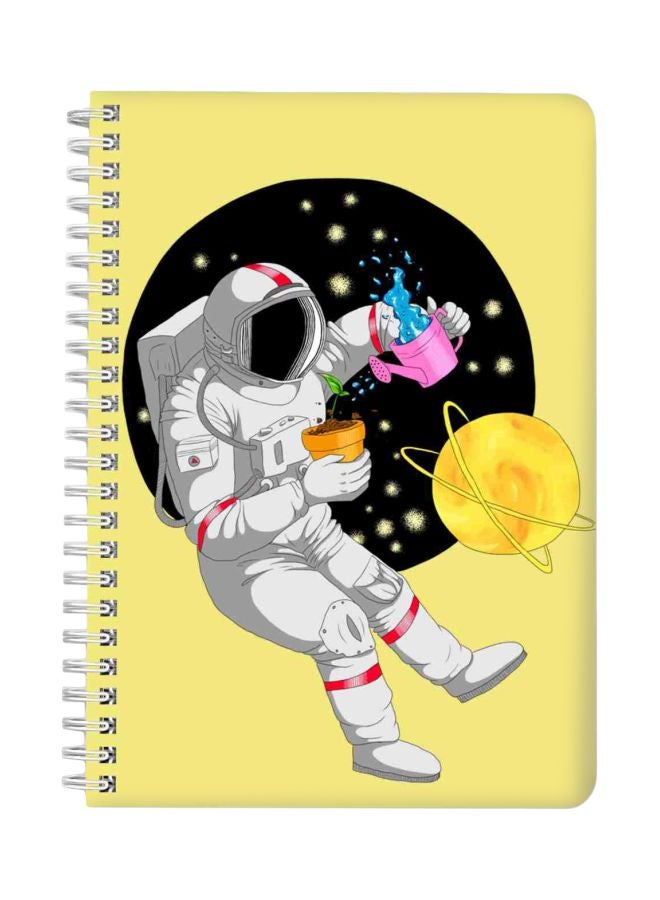 لوحة دفتر ملاحظات قياس A5 بسلك حلزوني مزين بطبعة أصفر/أسود/أبيض - Image 1