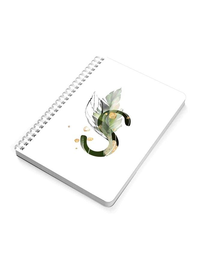 LOWHA A5 Letter S Printed Spiral Bound Notebook White/Green/Beige - Image 2