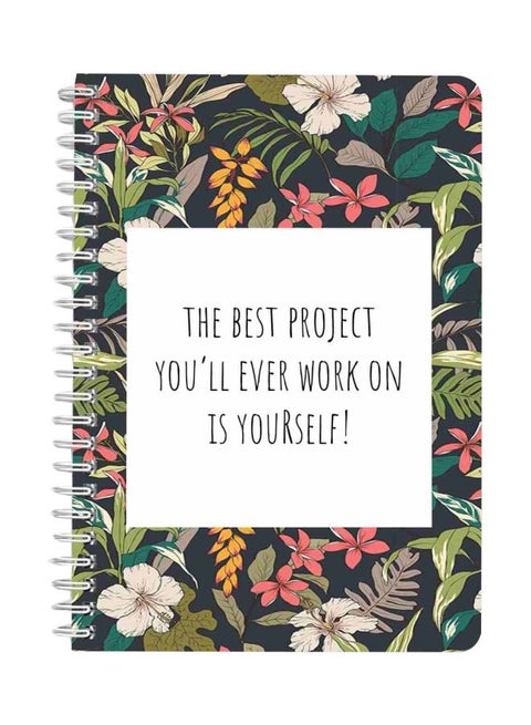 A5 Motivational Quotes Printed Spiral Bound Notebook White/Green/Pink