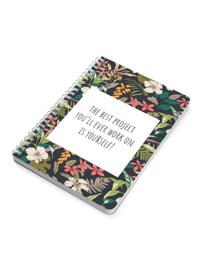 LOWHA A5 Motivational Quotes Printed Spiral Bound Notebook White/Green/Pink  - Image 2